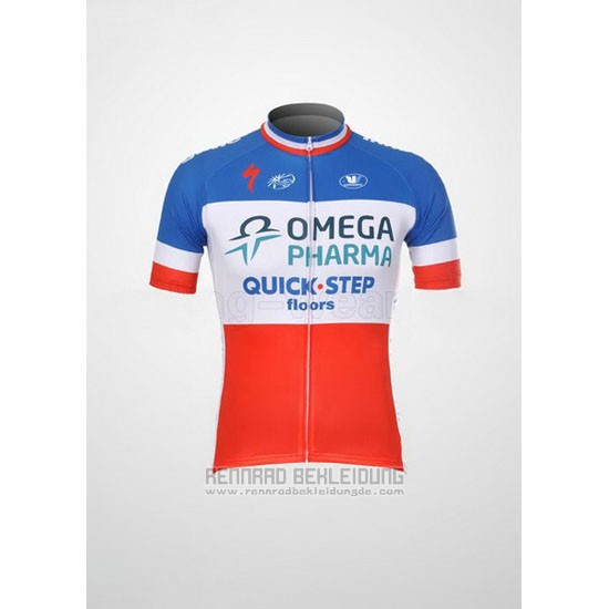 2012 Fahrradbekleidung Omega Pharma Quick Step Champion Frankreich Trikot Kurzarm und Tragerhose - zum Schließen ins Bild klicken